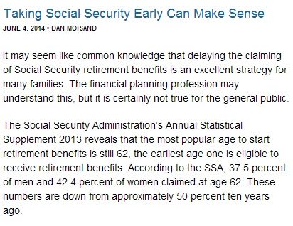 Taking Social Security Early