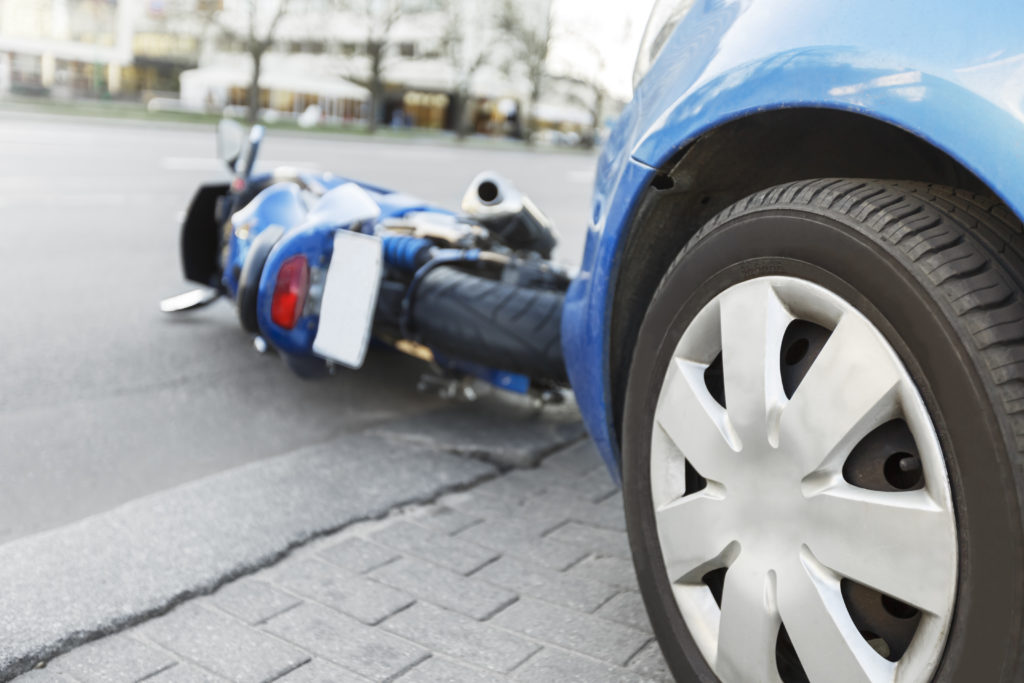 Accident motorcycle and cars on road Motorcycle Accidents