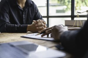A lawyer is having a consultation with a client
